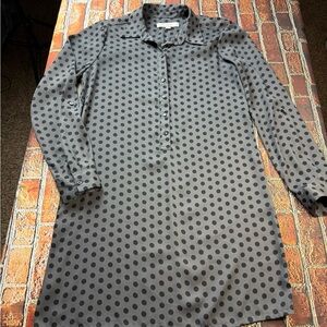 LOFT Gray Polka Dot Midi Dress